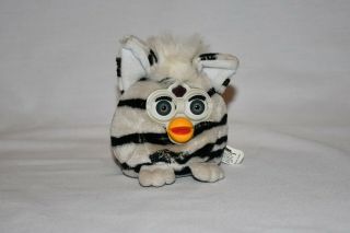 1999 Furby Buddies Zebra Pattern Black White Striped Plush “light Please”