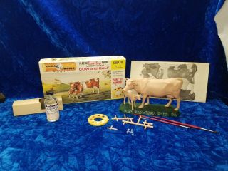 Vintage Bachmann Animals Of The World Cow And Calf Model Kit W/ Box 7201 - 198