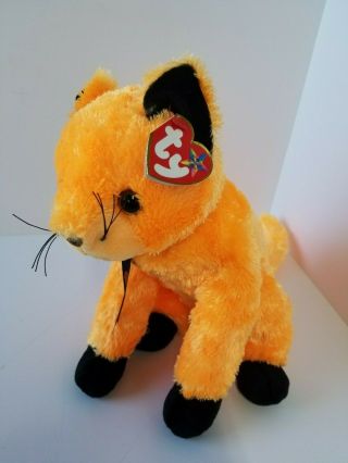 Ty Beanie Baby " Scared - E " Halloween Orange Cat Plush Stuffed Animal 2003 Retired