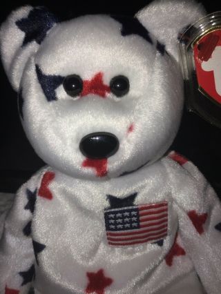 1997 Ty Beanie Baby GLORY The Bear Retired U.  S.  A.  Theme Plush Toy - Tag Protector 2