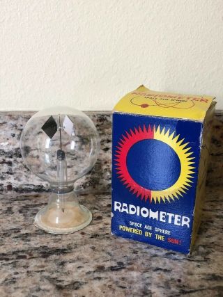 Vintage Radiometer Space Age Sphere Box Paperwork Sun Powered Glass