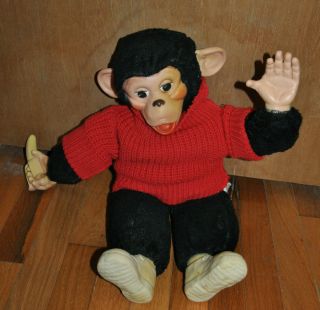 Rare Vtg Mr Bim Zip Zippy The Monkey Chimp Plush 21 " Rubber Face Columbia Toys