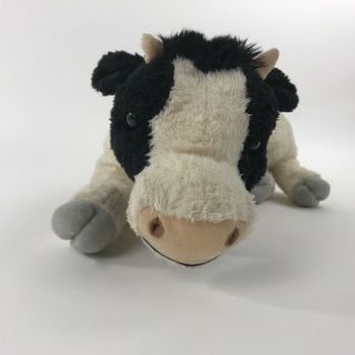 Fao Schwarz Cow Calf Plush Stuffed Animal Laying Down Black White 18 " Long