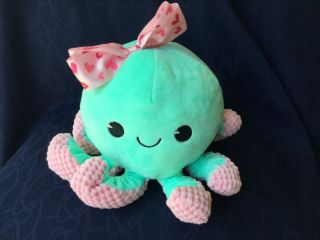 Dan Dee Collectors Choice Plush Octopus Plush Pink Bow Hearts Baby Lovey