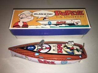 1996 Popeye Tin Speedboat Schylling King Features Syndicate Vintage Toy