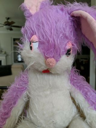 Vintage The Rushton Company Stuffed Rabbit Bunny Purple Pink.  Atlanta,  Ga.  23 "