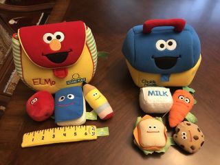Plush Elmo Bookbag And Cookie Monster Lunchbox Gund