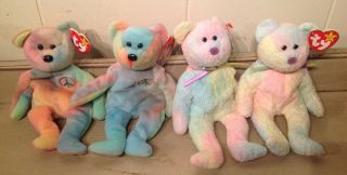 Ty Beanie Babies (2) 1999 Groovy Bears (2) 1996 Peace Bears