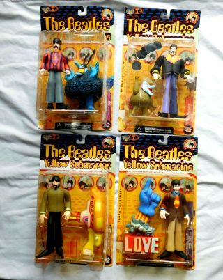 Mcfarlane Toys The Beatles Yellow Submarine Figures Set Of 4 Moc Fab 4