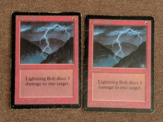 Mtg Beta Lightning Bolt X2 Magic The Gathering 1993