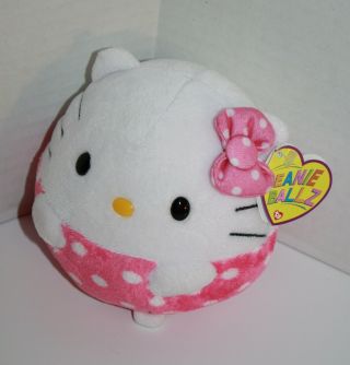 Hello Kitty Ty Beanie Ballz 5 " Plush Stuffed Soft Toy Round Balls Pink Dot Small