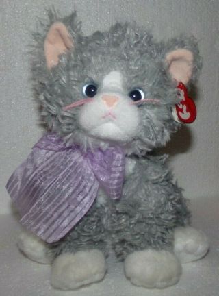 Ty Beanie Classic Plush Kitty Cat Asher 10 " Gray White With Tag