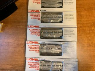 Lionel Burlington Aluminum Passenger Five Car Set 6 - 9576 - 80