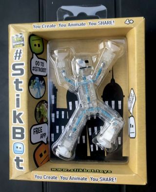 Stikbot Clear Blue Robot Anime Animation Figure Nib Stocking Stuffer