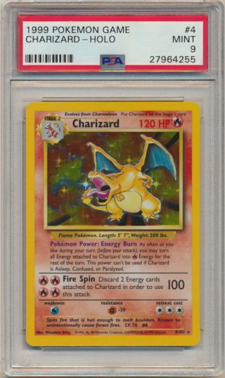 Psa 9 Pokemon Base Set Unlimited Holo Rare Charizard 4/102