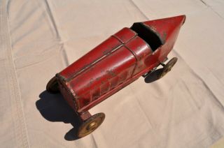 Vintage 1920s Pressed Steel Friction Hill Climber Boat Tail Speedster Race Car
