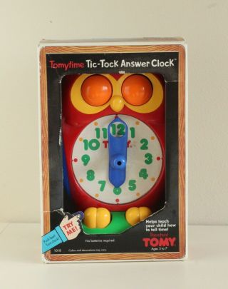 Tomy Owl Clock Learn To Tell Time Educational Toy Vtg 1990 Preschool Tomytime