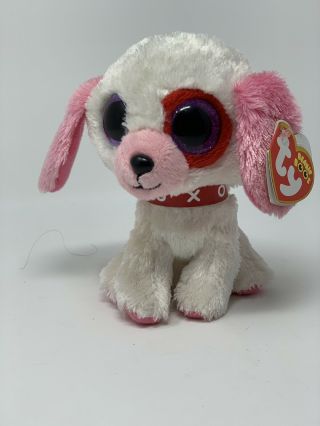 Ty Beanie Boos Darlin The White Puppy Dog W/ Glitter Eyes 6 " Stuffed Animal Boo
