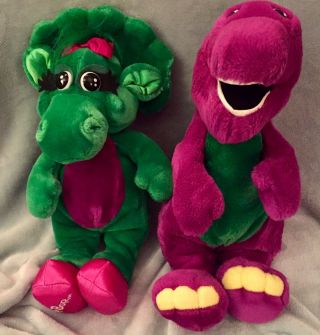 Vintage 1992 Barney & Baby Bop 16 " Plush Stuffed Animals Toys Set