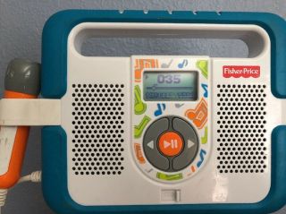 Fisher Price Kid Tough Mp3 Music Player Microphone Karaoke Blue Stereo Boombox