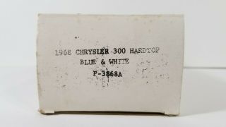 Jo - Han 1968 Chrysler 300 Hardtop Promo Model Car Blue & White Priority Ship 7