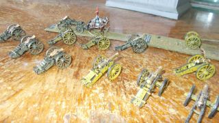 25 Mm Lead Napoleonic French Cannon,  Howitzers,  Limbers By Minifigs,  Hinchliffe,