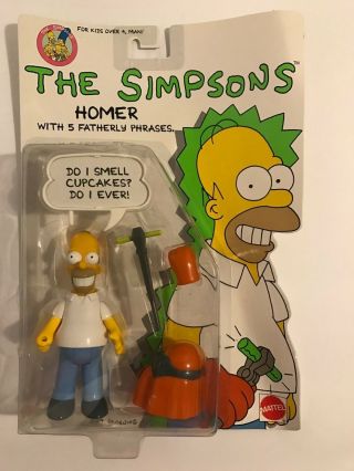 1990 The Simpsons Homer Action Figure With 5 Fatherly Phrases By Mattel
