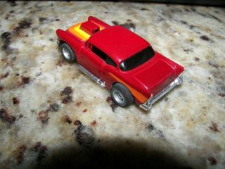 TYCO ' 57 CHEVY - MAROON WITH STRIPES - HP7 CHASSIS - HTF COLOR COMBO 3