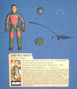 1983 Flash V.  1 Swivel Arm Gi Joe Laser Trooper 100 Complete W/fc File Card Jtc