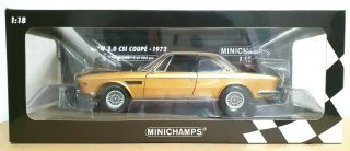 1/18 Minichamps 1972 Bmw 3.  0 Csl Coupe (e9) Gold Metallic Diecast Car Model Mib