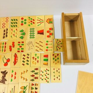 Vintage Wooden Counting Cards Preschool Early Learning Simplex Toys Holland