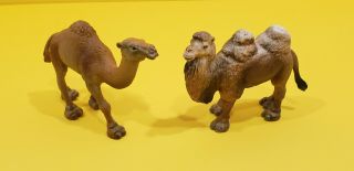 Retired Set Of 2 Schleich Camels 2004 Bactrian 2005 Dromedary Animal Toy Figure
