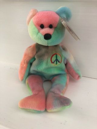 Ty Beanie Baby Peace Bear 1996 Retired With Tags Multicolored