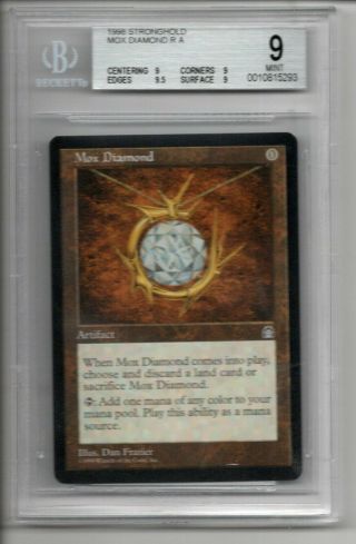 Mox Diamond 1998 Mtg Magic The Gathering Stronghold Graded Bgs 9 W/ 9.  5