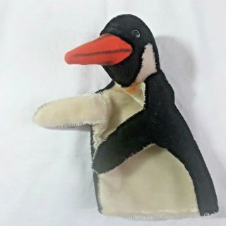 Steiff Mohair Peggy Penguin Bird Hand Puppet Vintage No Button Or Tag 1960s 8 "