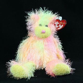 Ty Punkies Rainbow Bear Plush Stuffed Animal Tytips 2002 Neon Pink Orange Yellow