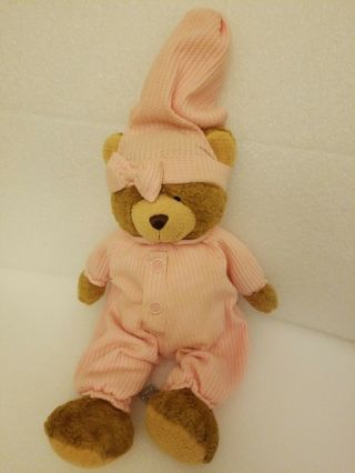 Aurora Teddy Bear Thermal Waffle Pajamas Peach Pink Plush Stuffed 15 " Cute