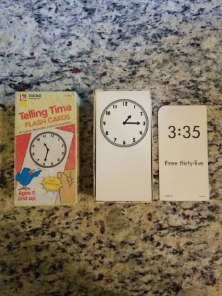 Vintage Telling Time Flash Cards By Trend Enterprises 1985 Cib