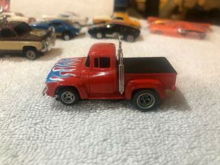 Aurora Afx 4 Gear Specialty Chassis 56 Ford Truck Red With Blue Flames Ho Slot