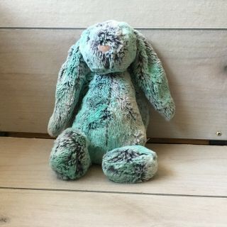 A99 Jellycat Bashful Bunny Rabbit Gray Turquoise Plush 12 " Stuffed Toy Lovey