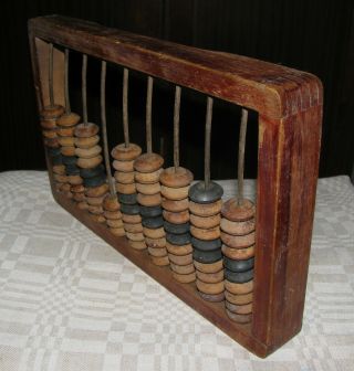 Antique Vintage Wood Wooden Abacus Dovetail Medium Lithuania Europe 13 X 8in