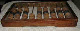 Antique vintage wood wooden abacus dovetail medium Lithuania Europe 13 x 8in 2