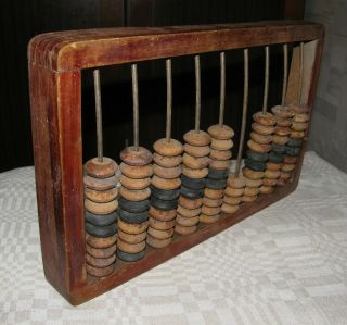Antique vintage wood wooden abacus dovetail medium Lithuania Europe 13 x 8in 3