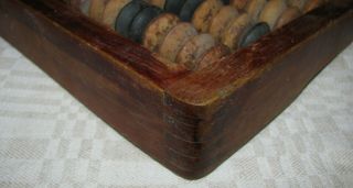 Antique vintage wood wooden abacus dovetail medium Lithuania Europe 13 x 8in 5