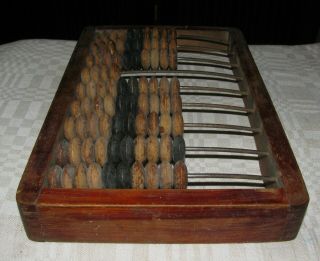 Antique vintage wood wooden abacus dovetail medium Lithuania Europe 13 x 8in 6