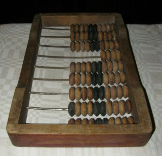 Antique vintage wood wooden abacus dovetail medium Lithuania Europe 13 x 8in 7