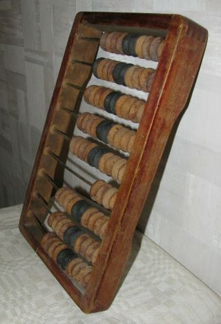 Antique vintage wood wooden abacus dovetail medium Lithuania Europe 13 x 8in 8