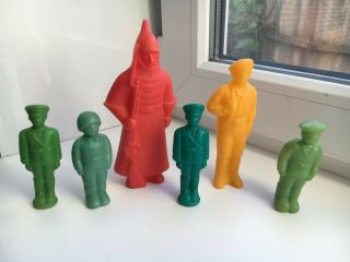 Set 6 Vintage Soviet Ussr Plastic Toy Soldiers Russian Army 1970 - 80s