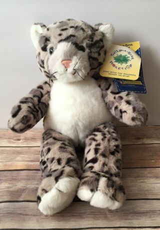 Nwt Build A Bear Plush Snow Leopard 15” Cat Gray White Stuffed Animal