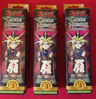 3 Boosters For Yu - Gi - Oh Capsule Monsters Collectable Figure Game.  Ultra Rare - Nib